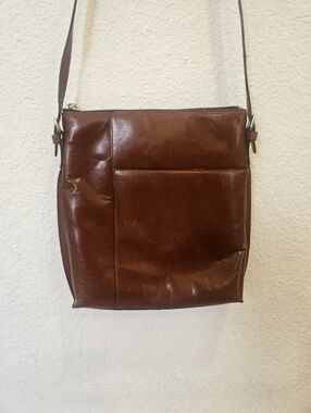 HOBO Chestnut Brown Leather Messenger Crossbody